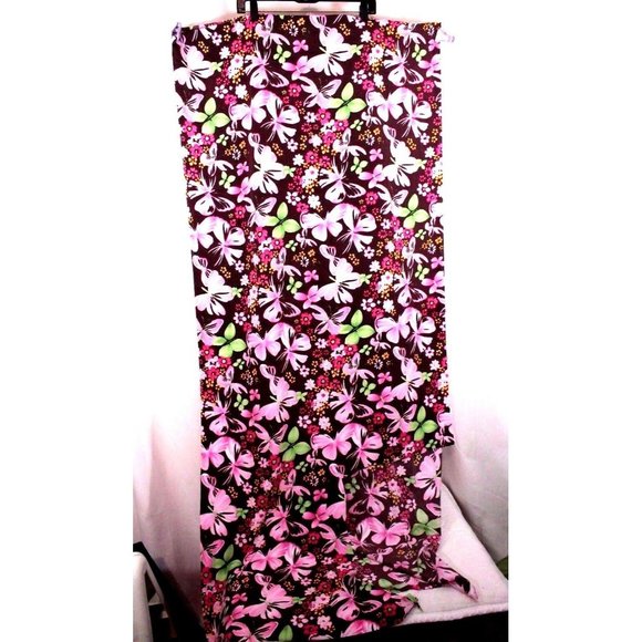 Brown Pink Floral Fabric Appx 47" " x 59.5" Remnant Irregular Cut - Picture 3 of 4